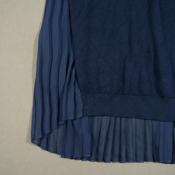 Adrianna Papell Top Womens Small Blue Knit Front Ruffled Blouse Short Sleeve - Picture 7 of 15